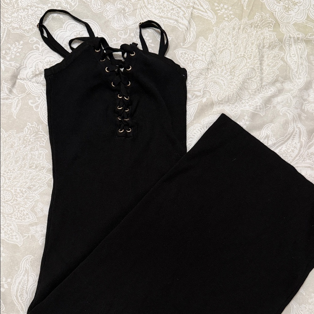 Guess Black Lace-Up Strappy Top